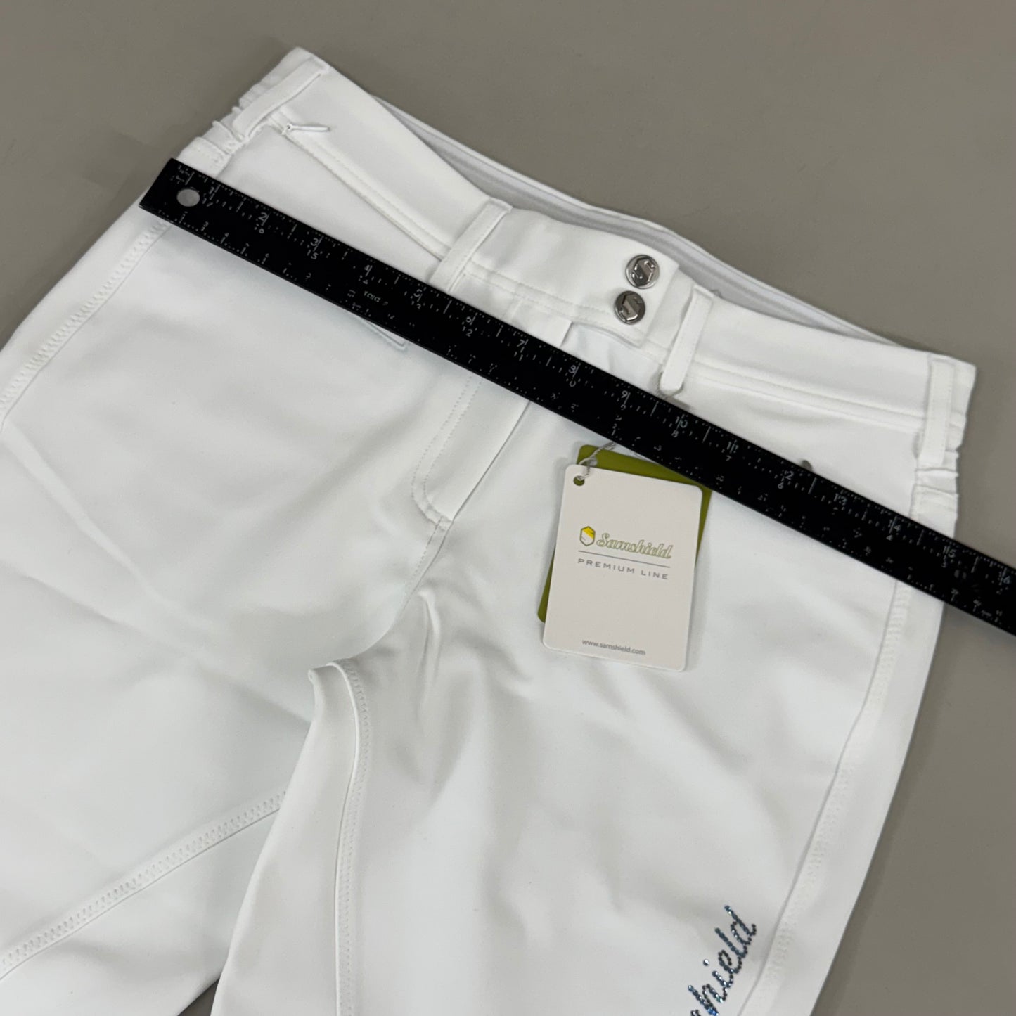 SAMSHIELD Adele Premium Equestrian Pants Women's Sz US 26, UK 8, FR 36 White Cosmic Nights