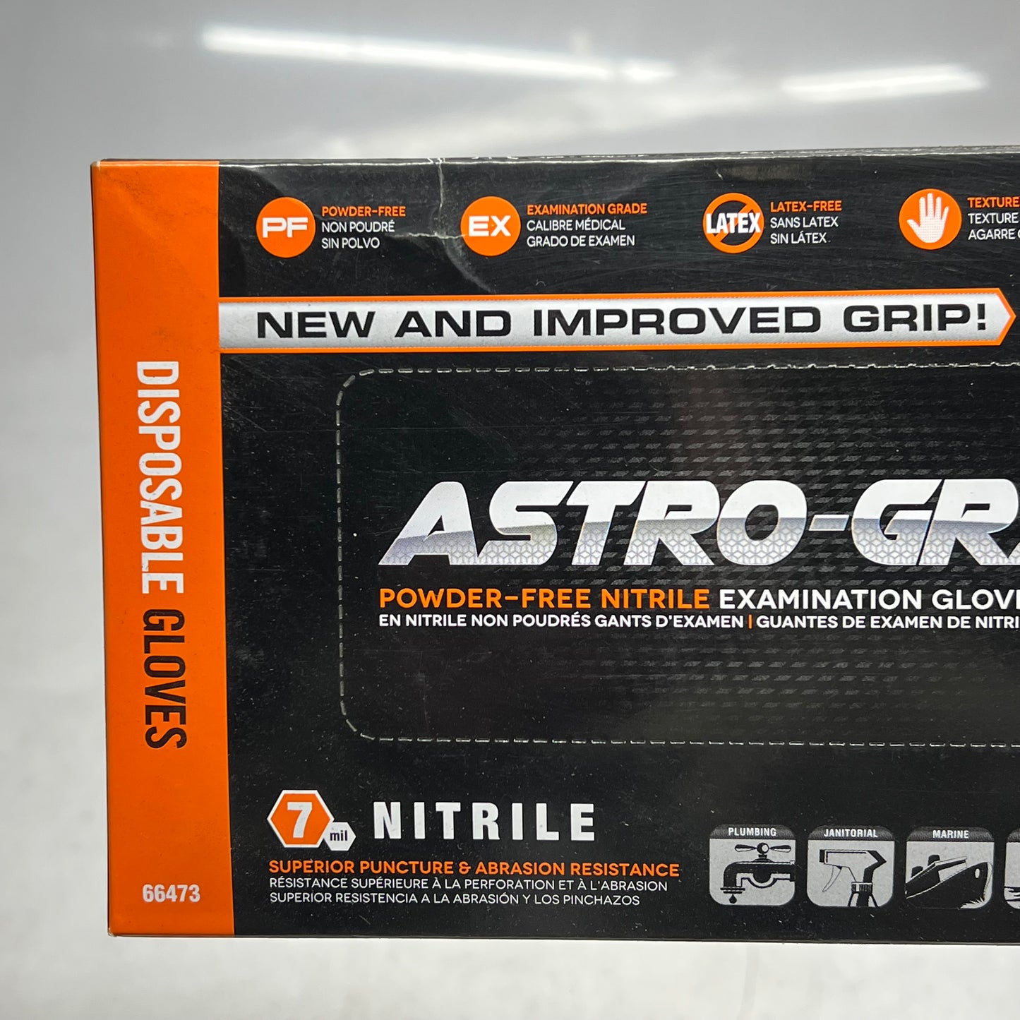 ASTRO GRIP (100 Gloves) Powder Free Nitrile Examination Gloves L Orange 66473
