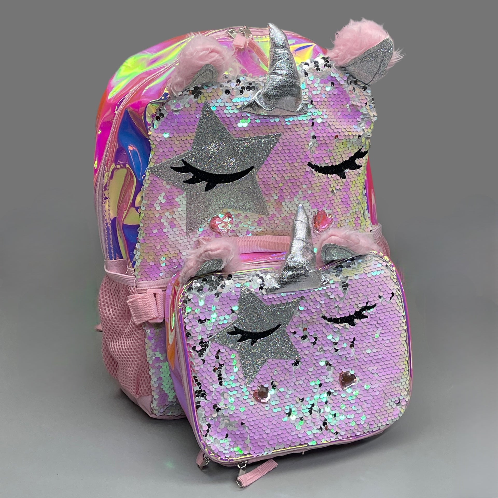 Wonder Nation Girls 17 Laptop Backpack with Lunch Bag 2-Piece Set, Pink  Multi-Color Unicorn Queen