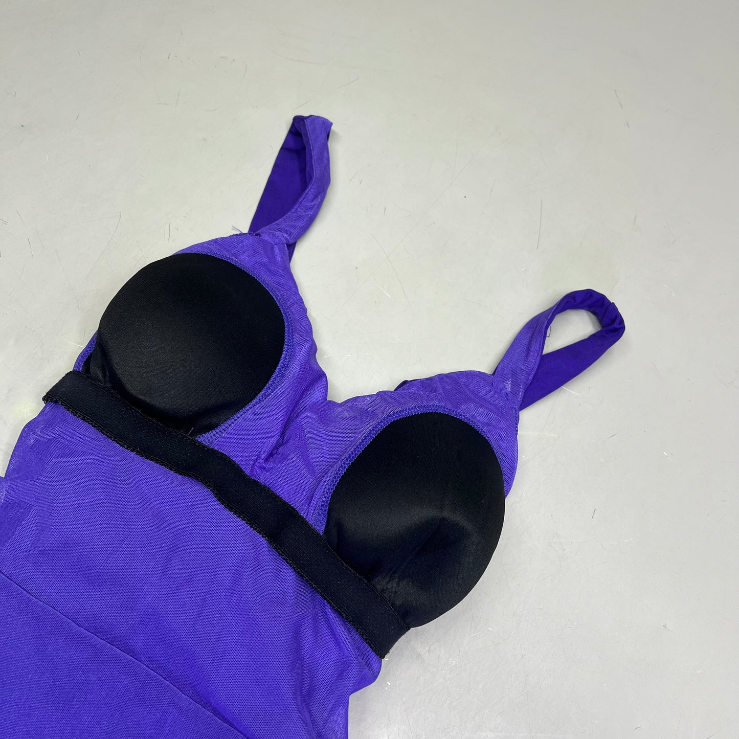 KIYONA Crossover Strap Ruched Built In Bra 1 Piece Swimsuit Women's Sz 0 Purple