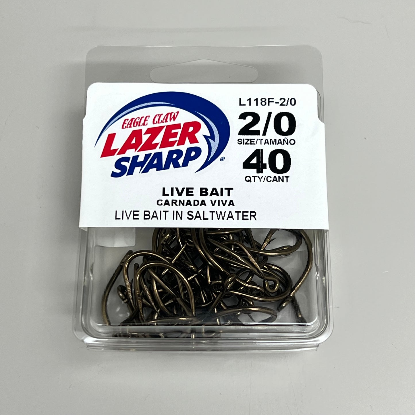 EAGLE CLAW(5 PACK)Lazer Sharp Live Bait in Saltwater Bronze #2/0 40pc L118F-2/0