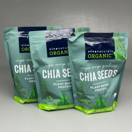 VIVA NATURALS (3 PACK) Organic Chia Seeds 2 lbs Each BB 06/25