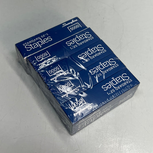 SWINGLINE (5 PACK, 5000 EACH) Standard 1/4" Length Staples Full Strip S7035101S