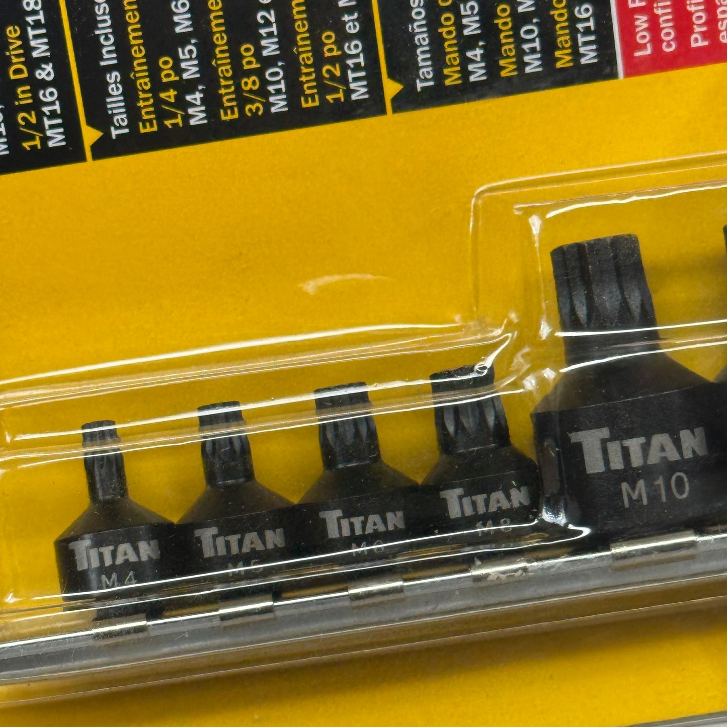 TITAN (9 Piece) Triple Square Bit Set 1/4"-1/2" Dr M4-MT18 Black 16138 Low Profile Impact