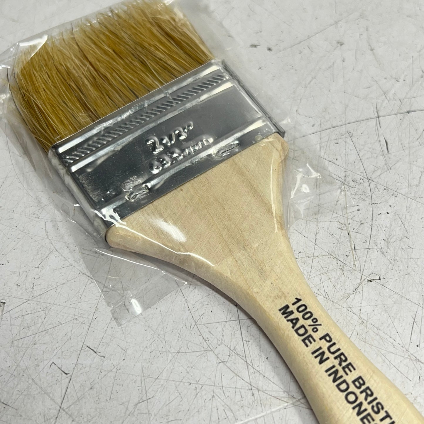 ZA@ DYNAMIC (6 PACK) White Bristle Chip Brush Wooden Handle 2-1/2" Tan 00018