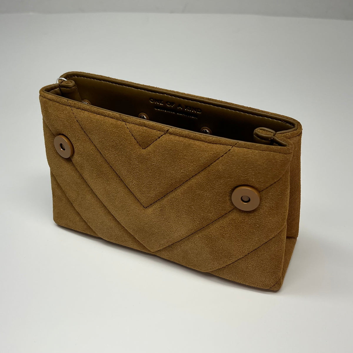 KURT GEIGER LONDON Sample Purse Mini Kensington Body Bag (Missing Fastener)  Brown Suede (As-Is)