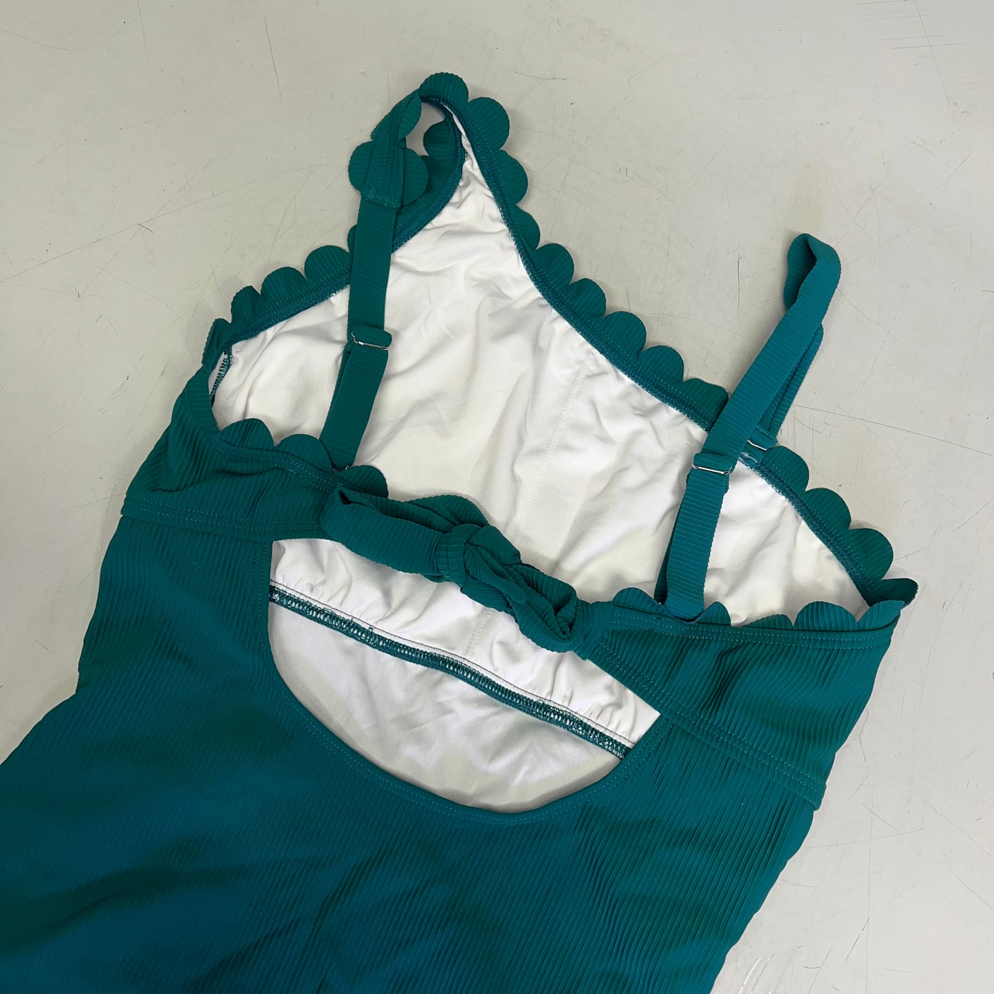CHARMO Asymmetrical Retro Ribbed Moderate One Piece Swimwear Wmn Sz M Blue/Green