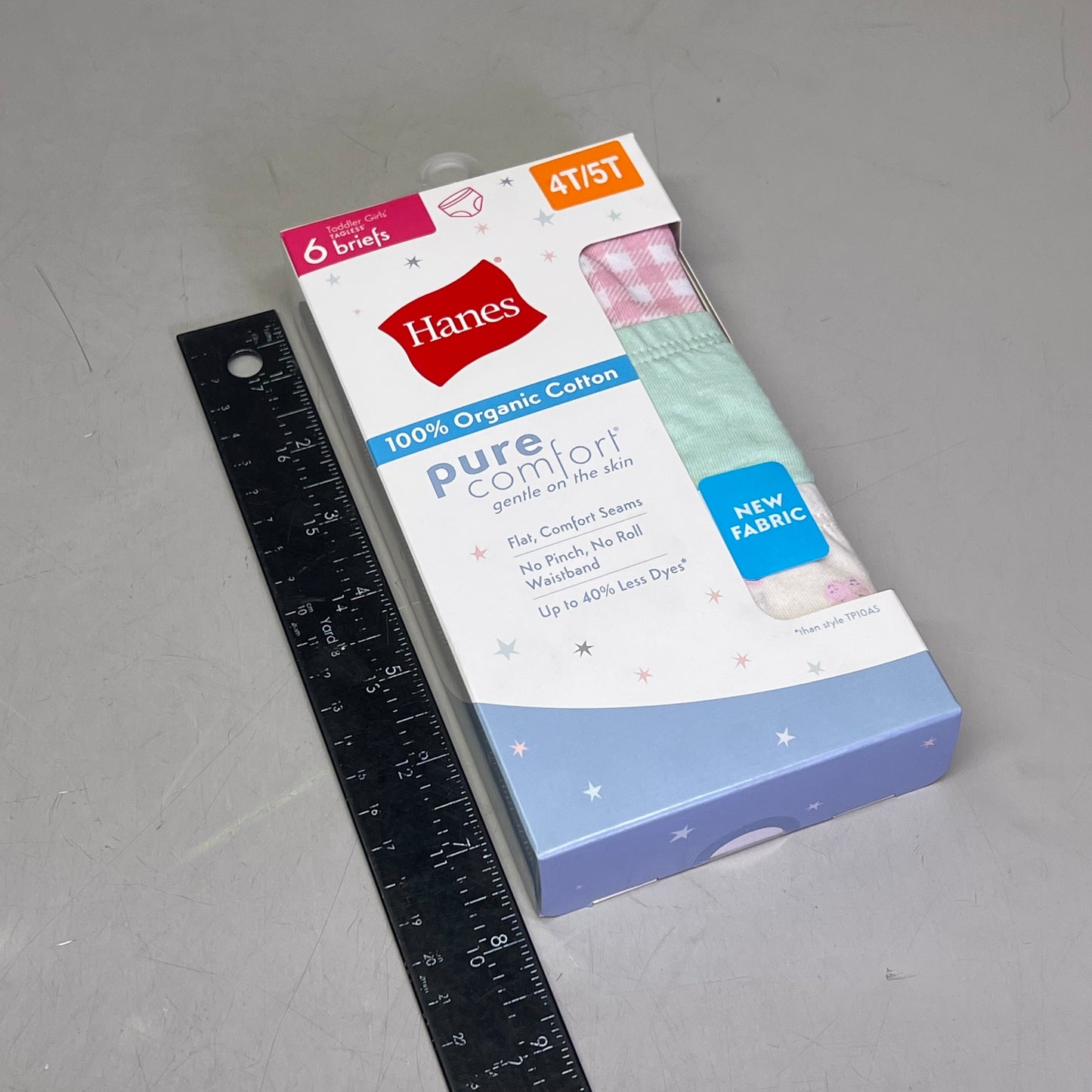 HANES (2 PACK, 6 BREIFS EACH) 100% Organic Cotton Pure Comfort Girls 4T/5T TP10AS