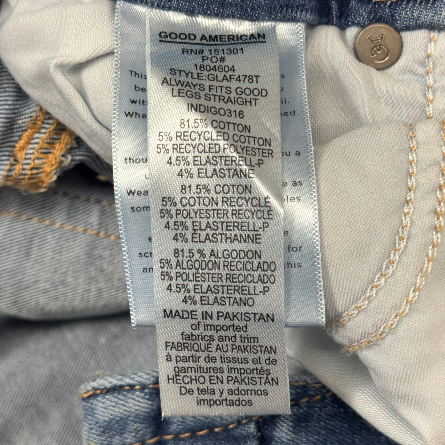 GOOD AMERICAN Good Legs Extra Stretch Jeans Women's Sz 00-4/A Indigo316 GLAF478AT