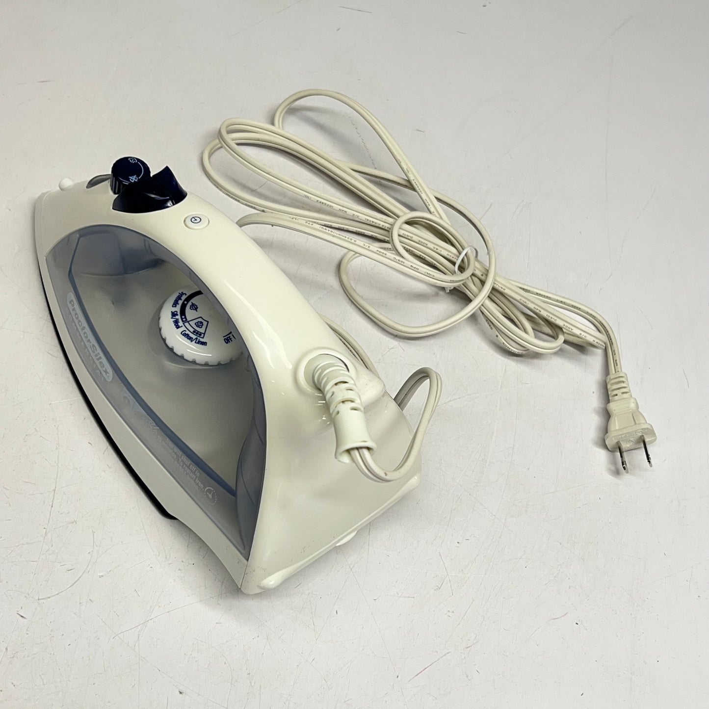 ZA@ PROCTOR SILEX Lightweight Iron 3-way Position Sensing White/Blue (Distressed Packaging)