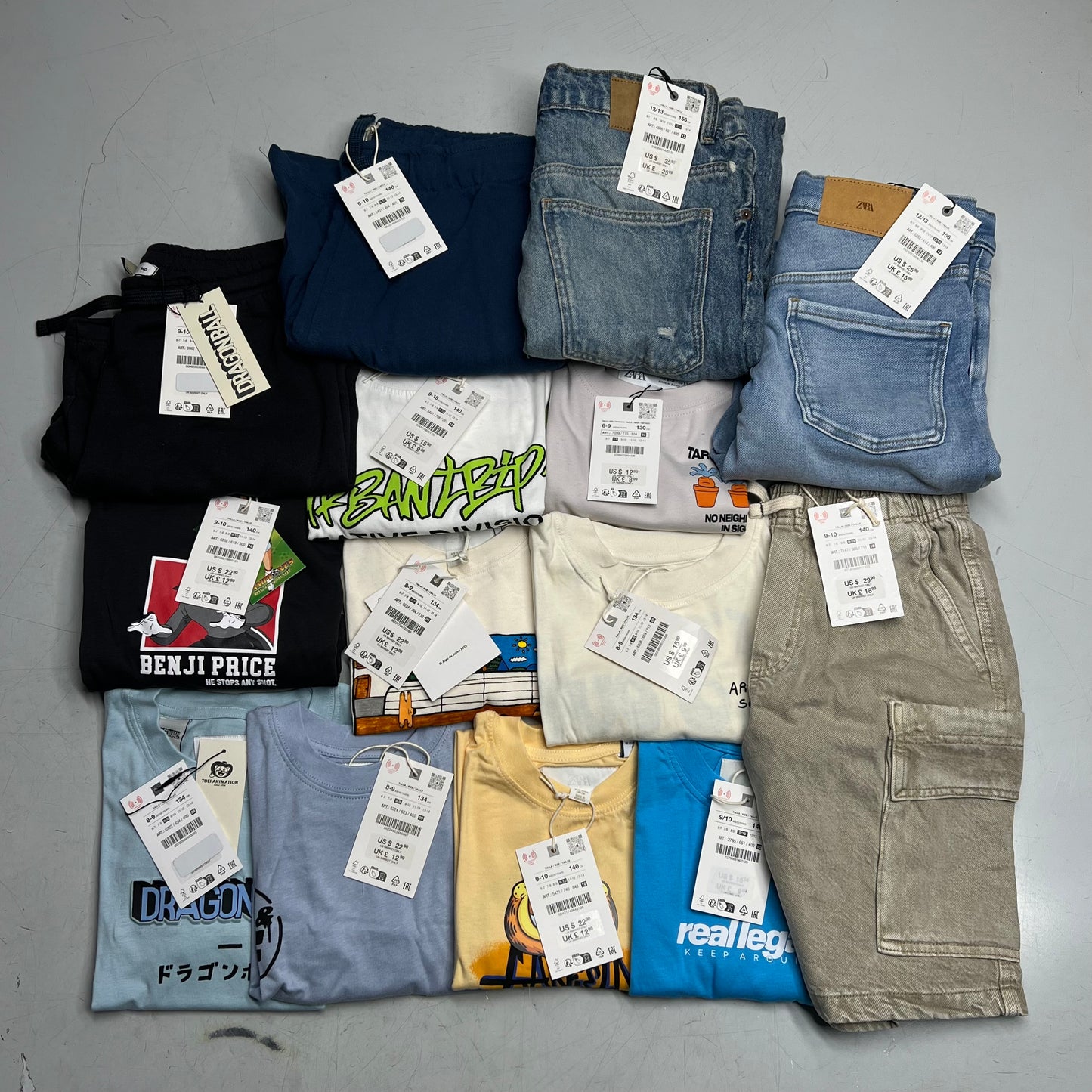 ZA@ ZARA Lot of  Kids Clothing Tee-Shirts, Jeans & Shorts Boy's Assorted Sizes