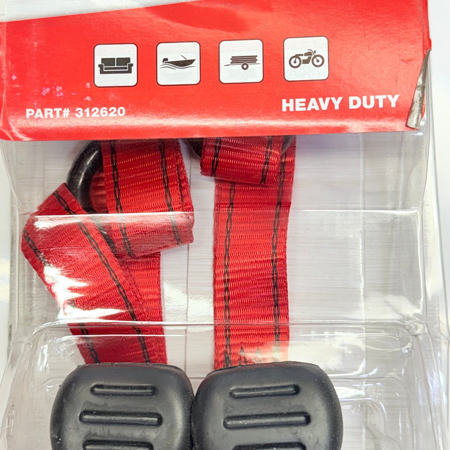 PROGRIP 6 ft X 1 in Flex Grip Ratchet W/ S Hooks, Heavy Duty, 312620 Red