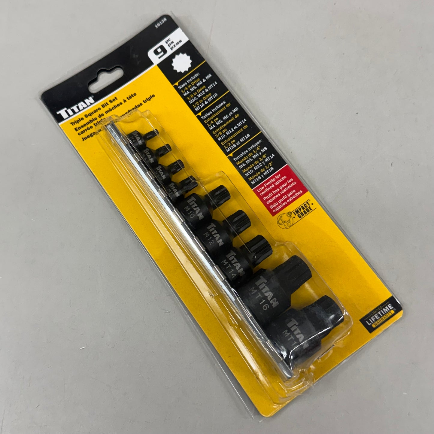 TITAN (9 Piece) Triple Square Bit Set 1/4"-1/2" Dr M4-MT18 Black 16138 Low Profile Impact