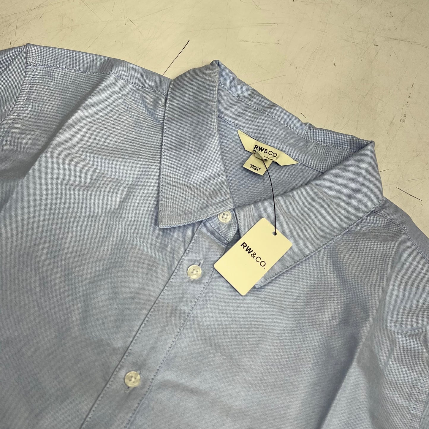 RW & CO Long Sleeve Oxford Button Up Shirt  Women's Sz L Brunnera Blue 492971