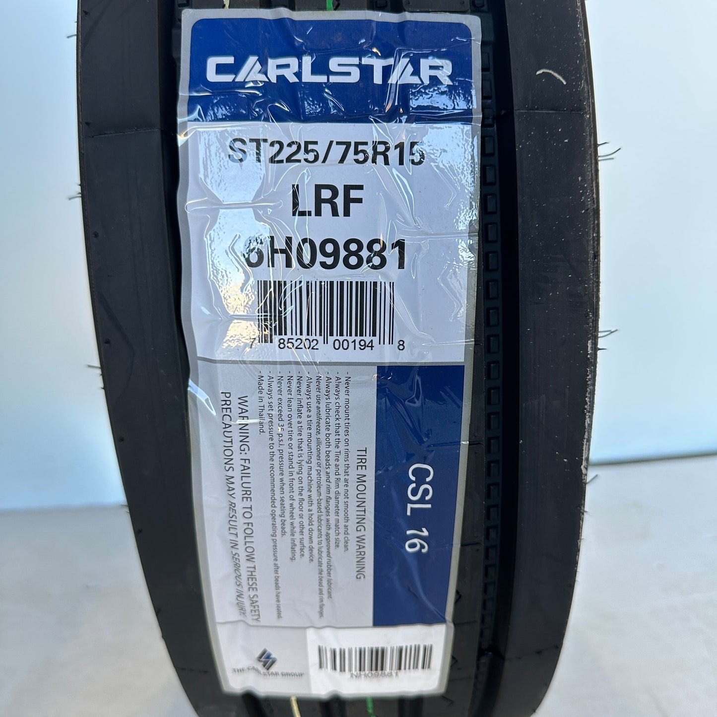 CARLSTAR Trailer Tire CSL16 ST225/75R15 Black