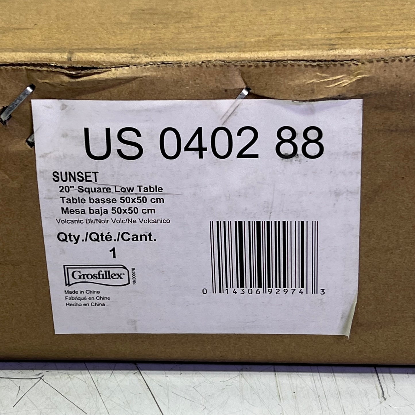 GROSFILLEX Sunset Square Low Outdoor Table 20"Heather Grey US040288 (AS-IS)