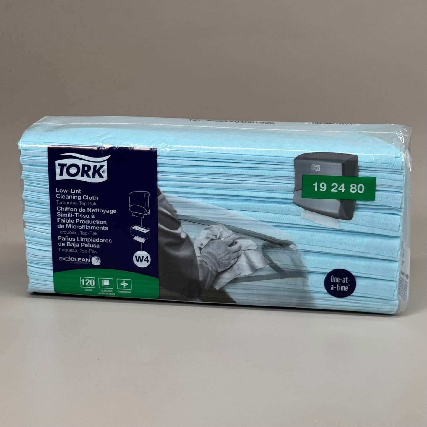 TORK (4 PACK, 120 SHEETS) Low-Lint Cleaning Cloth Top-Pak Turquoise 192480