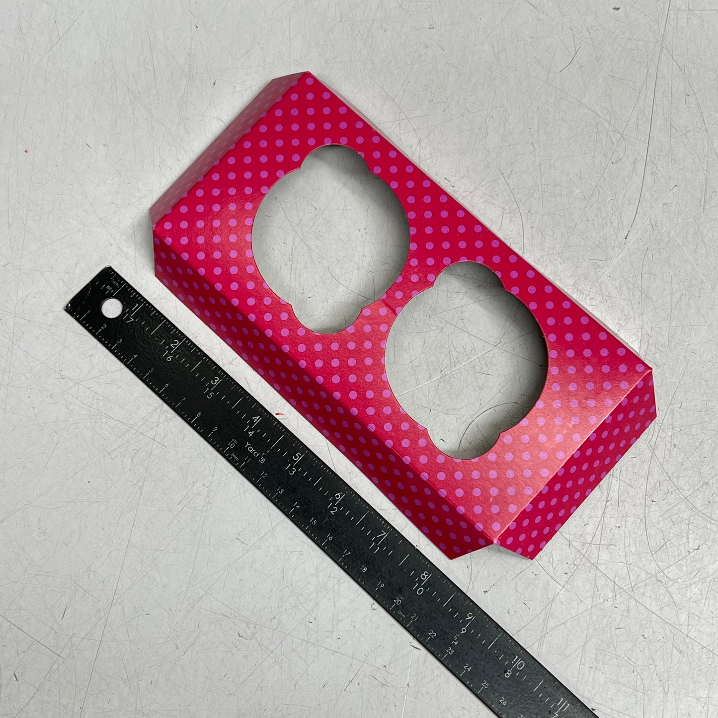 Cardboard Cupcake Bakery Box Insert  8"x4"- 3-3/4" Holes Pink/Polka Dot SC2INB-P