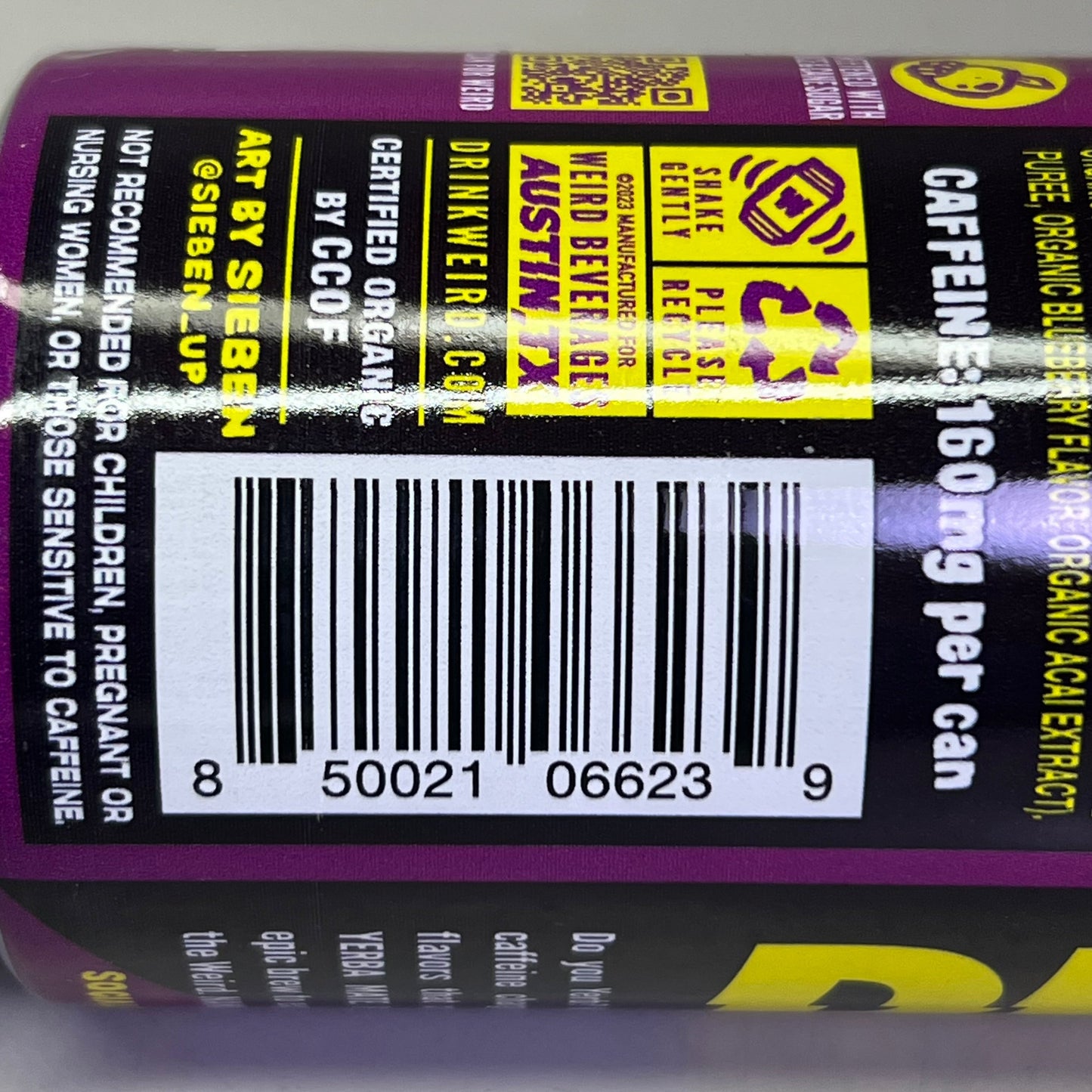 ZA@ WEIRD YERBA (12 PACK) Acai Pomegranate Yerba Mate 16 fl oz BB 01/27 D