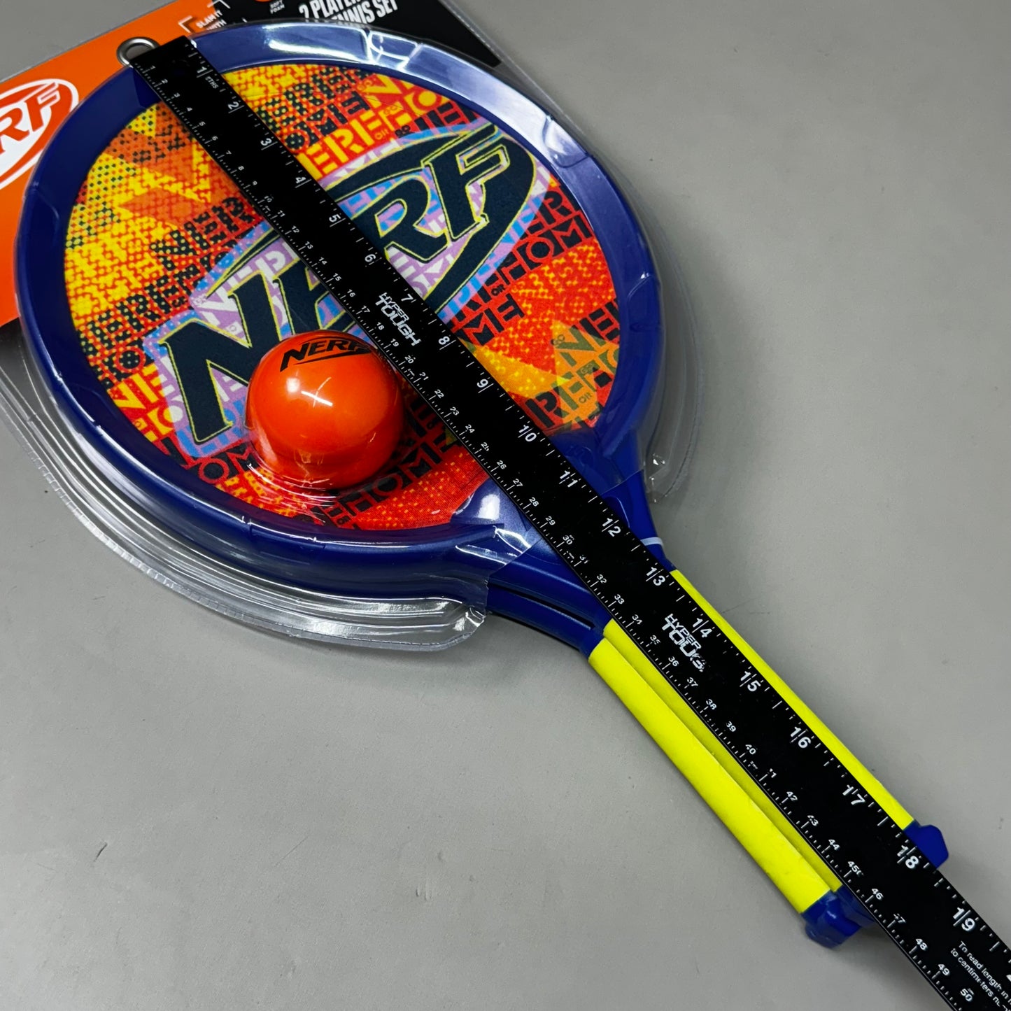 NERF 2 Player Foam Tennis Set w/ Foam Ball All Weather Comfort Grip Elastic Face