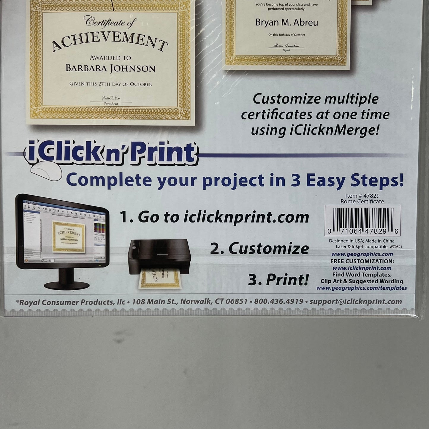 GEOGRAPHICS (2 PACK, 15 SHEETS EACH) Foil Certificates 8.5"x11" Gold/Off White