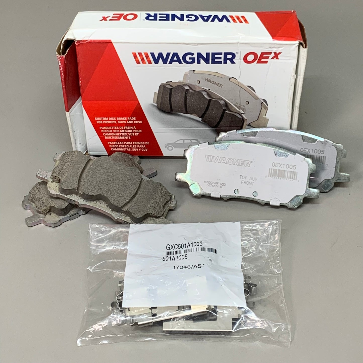 WAGNER OEx Premium Ceramic Disc Brake Pad Set 5 1/2" x 2" Grey OEX1005