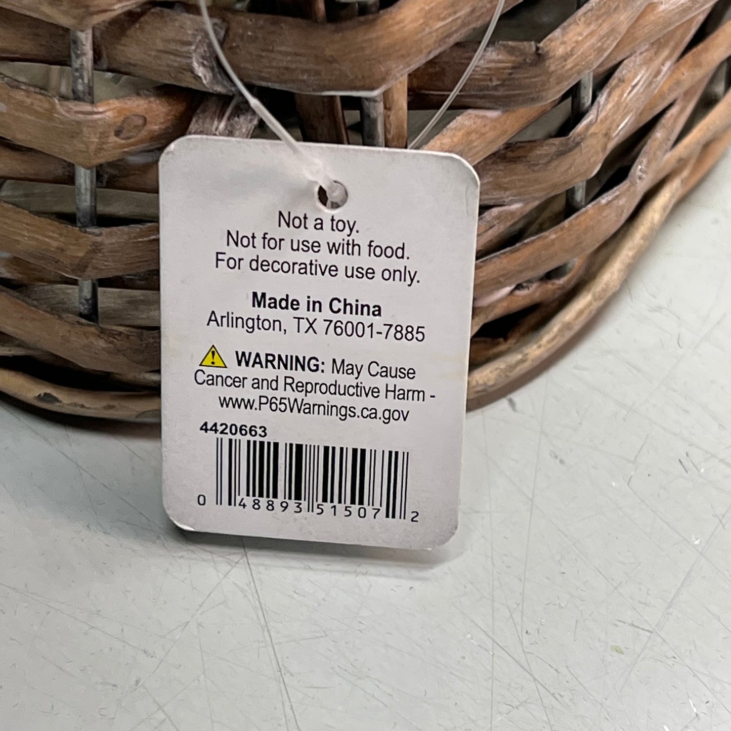 RAZ IMPORTS Natural Woven Pitcher 12" Tan/White Wash 4420663