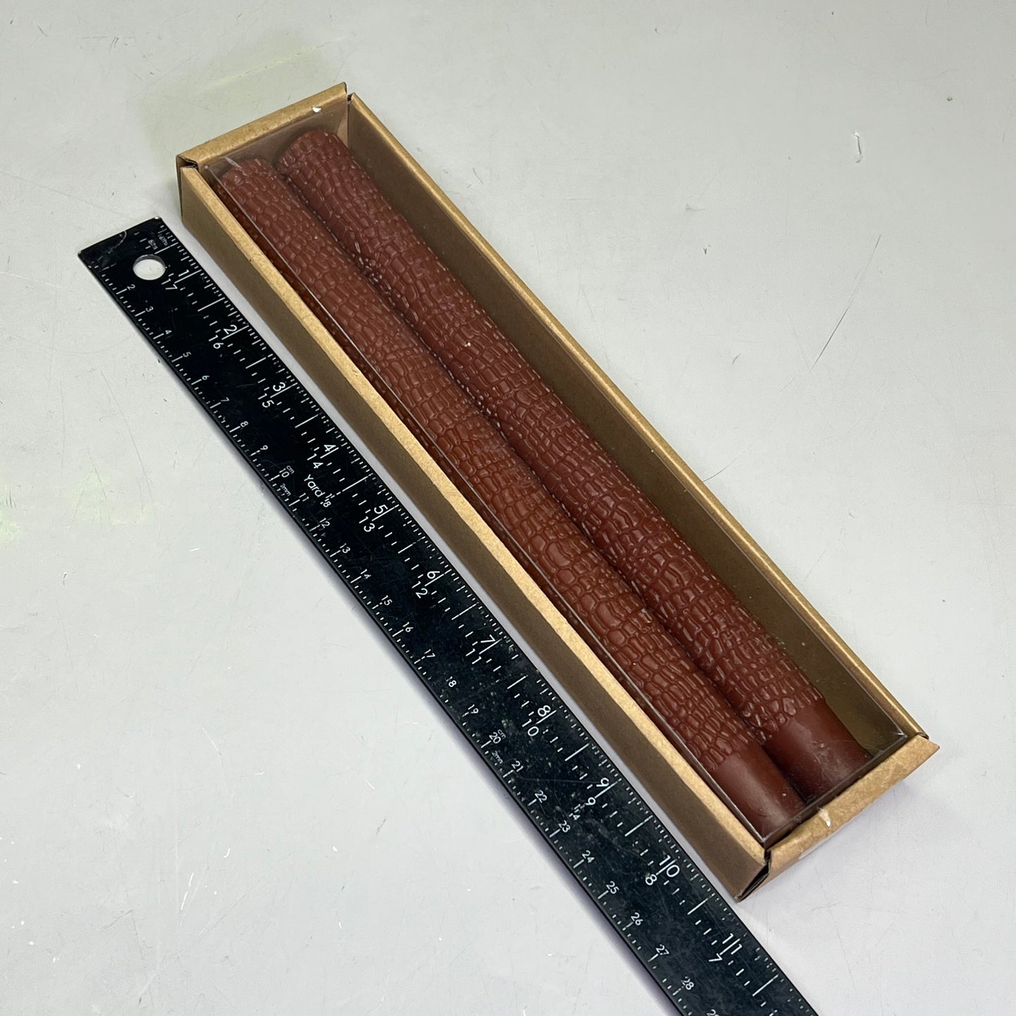 CREATIVE CO-OP (2 PACK) Snake Skin Print Taper Candle Unscented 10" Brown CD2230