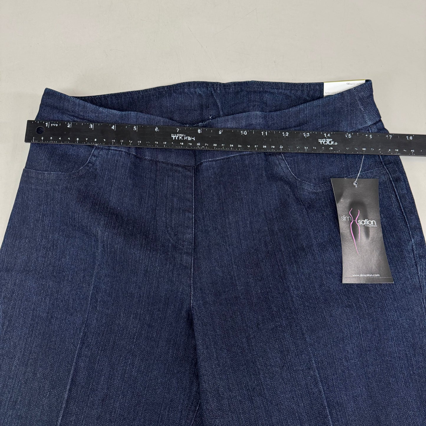 MULTIPLES Narrow Leg Pants Petite Women's Sz 14 Denim M2604P
