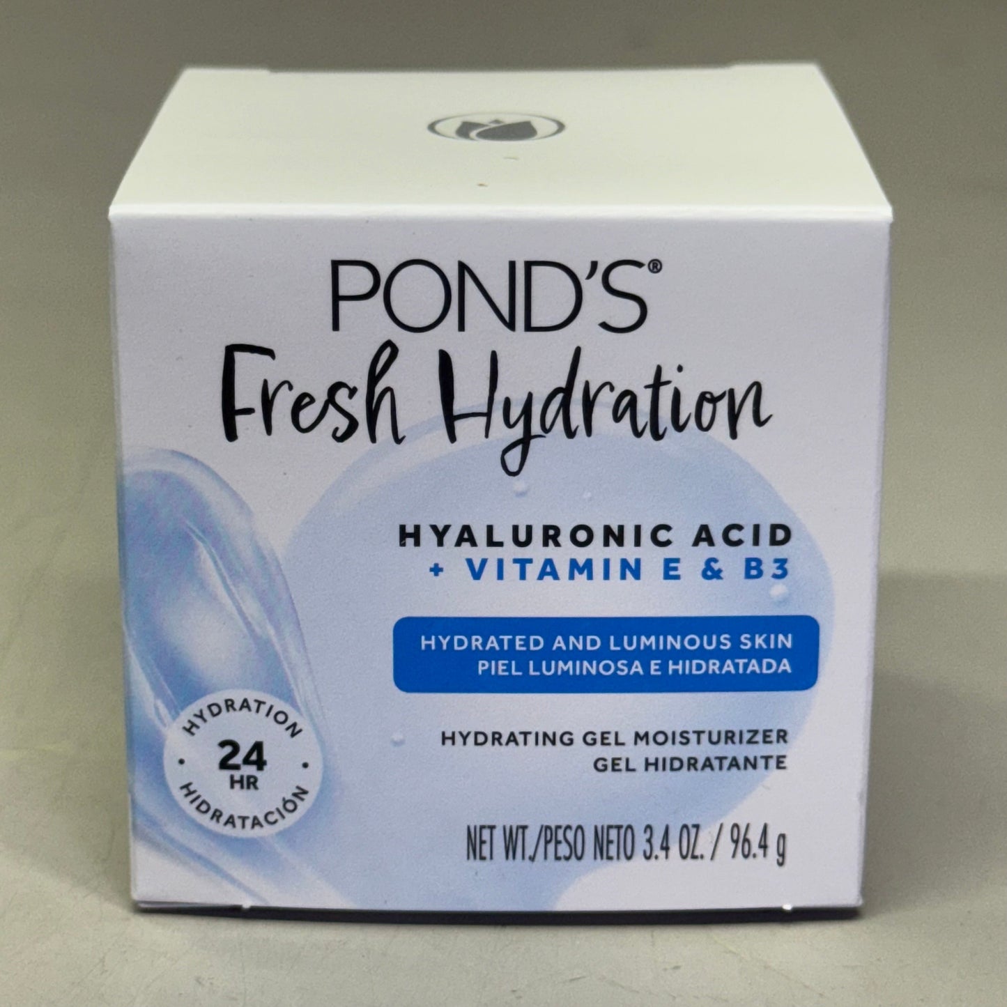 ZA@ POND'S (12 PACK) Hyaluronic Acid, Vitamin E & B3 Gel Face Moisturizer For All Skin Types 3.4 oz White C
