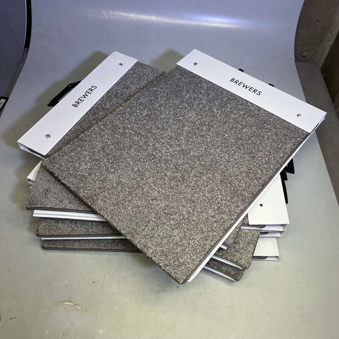 ZA@ BREWERS  (LOT OF 7) Carpet Samples W/ Carpet Sheet & Assorted Color Pallet 24"x18"