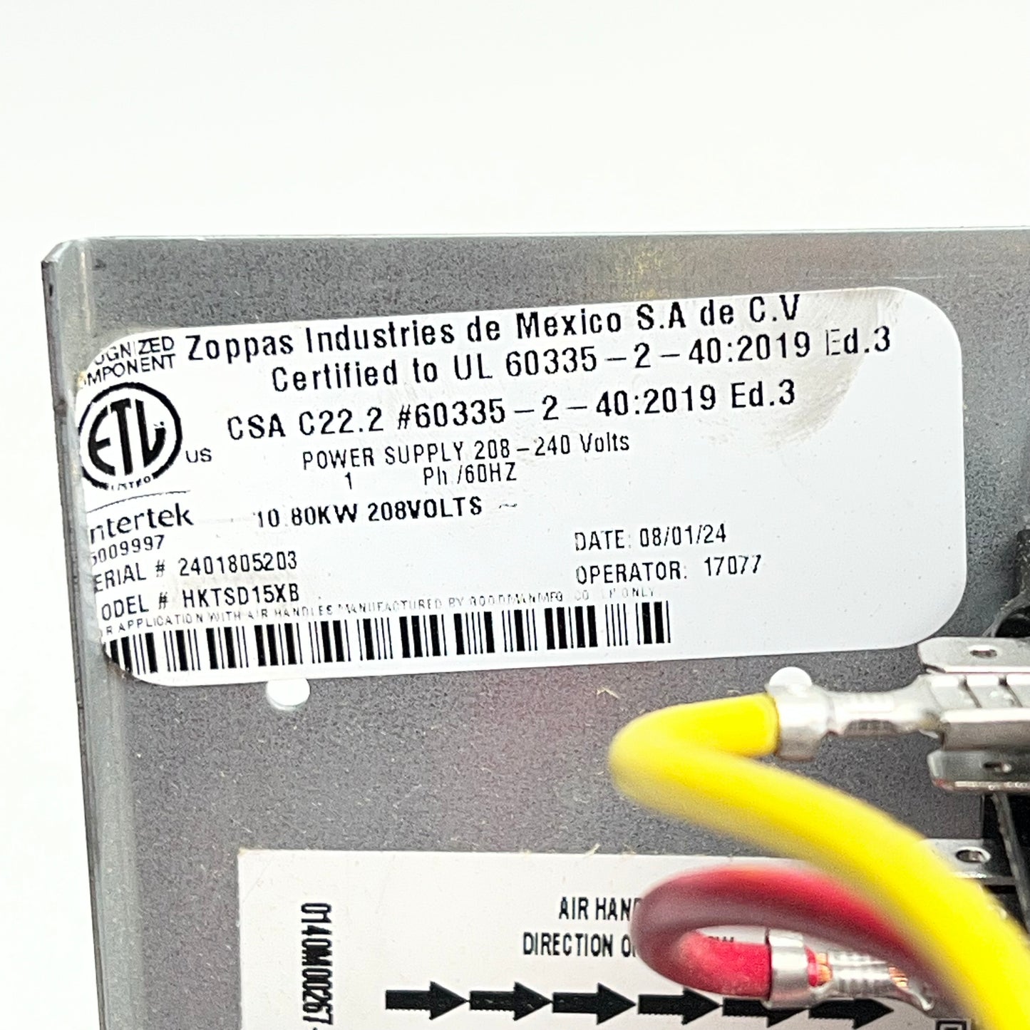 Electric Heat Kit Assembly W/circuit Breaker 10Kw Single Phase HKTSD15XB (As-Is)