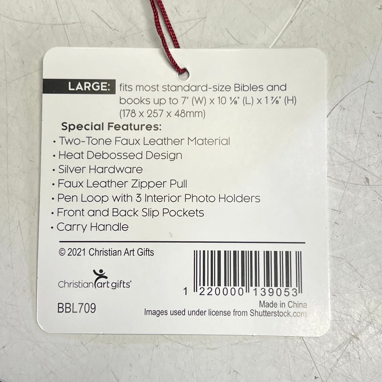 CHRISTIAN ART GIFTS Two-tone Faux Leather Case Bible Cover 7"x10' Grey/Black