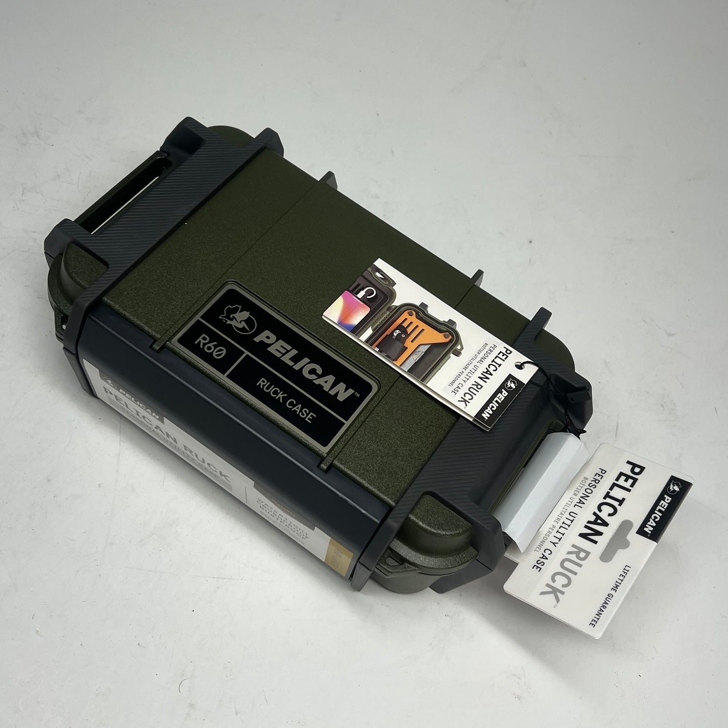 PELICAN  Ruck R60 Case Crushproof 11.14x6.86x3.88" OD Green RKR600-0000-OD