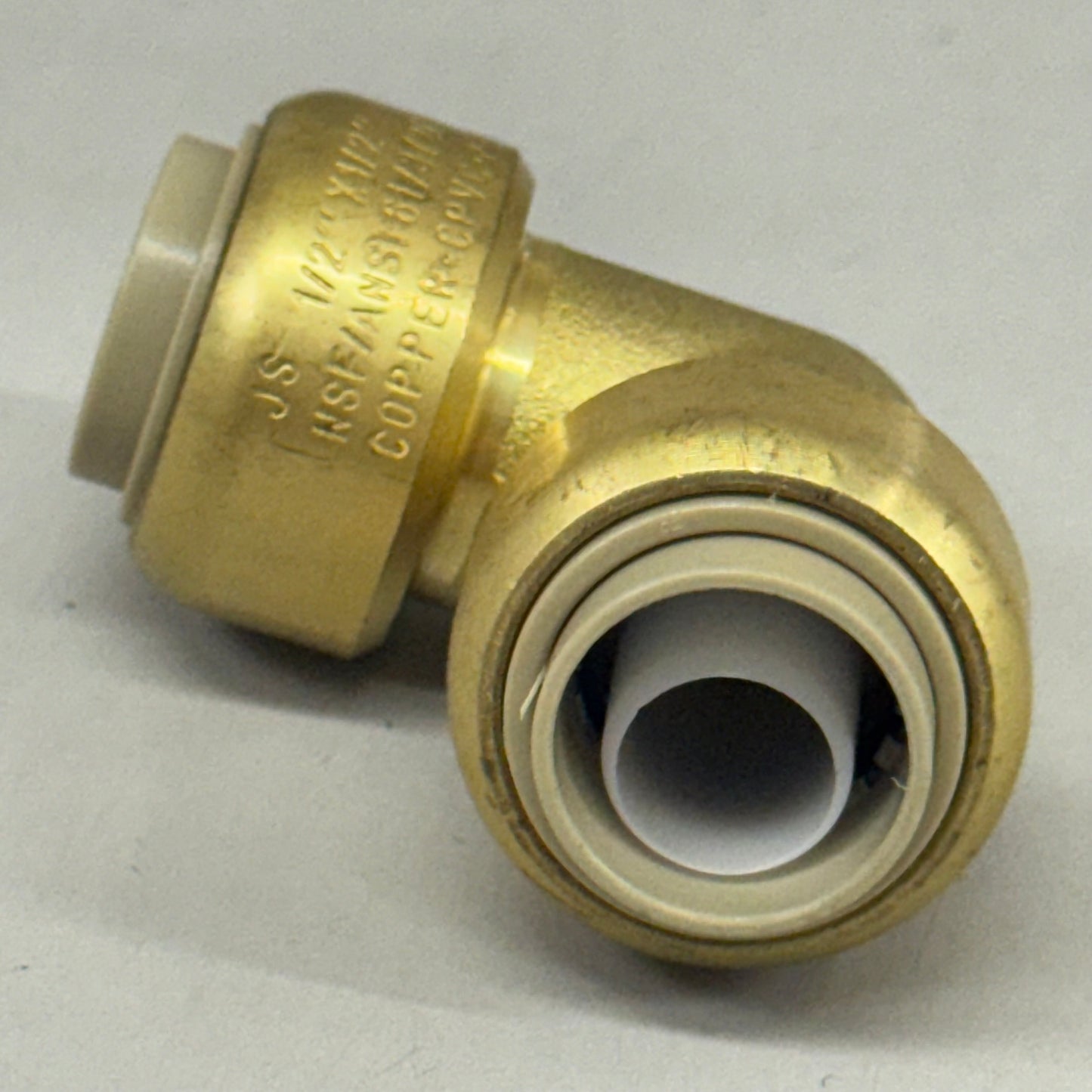 JONES STEPHENS Plumbite 90 Elbow Push On  1/2"x1/2" Brass C77425LF