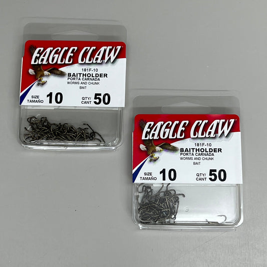 EAGLE CLAW (2 PACK) Down eye 2-Slice Offset Hooks Bronze #10 50pc 181F-10