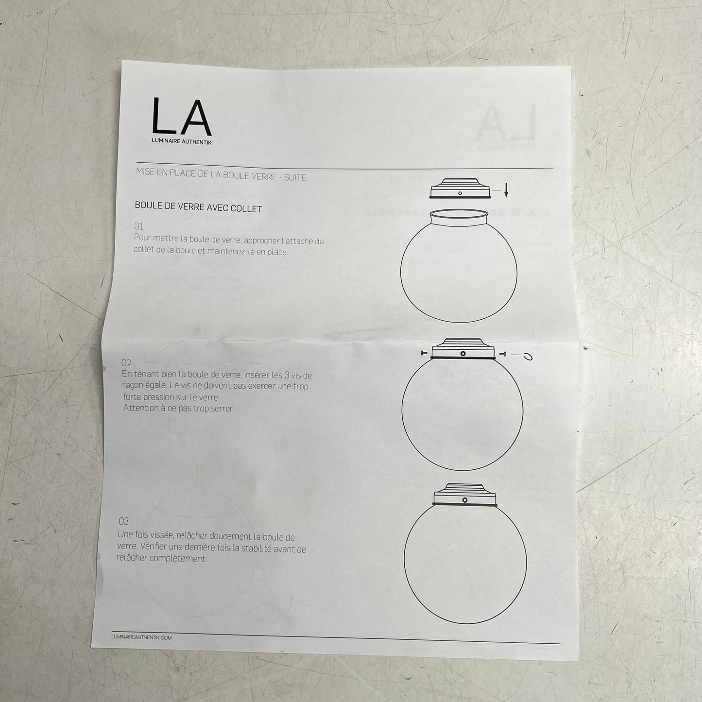 LA LUMINAIRE AUTHENTIK Porcelain Spherical Lighting Shade ~6.5" Frosted White