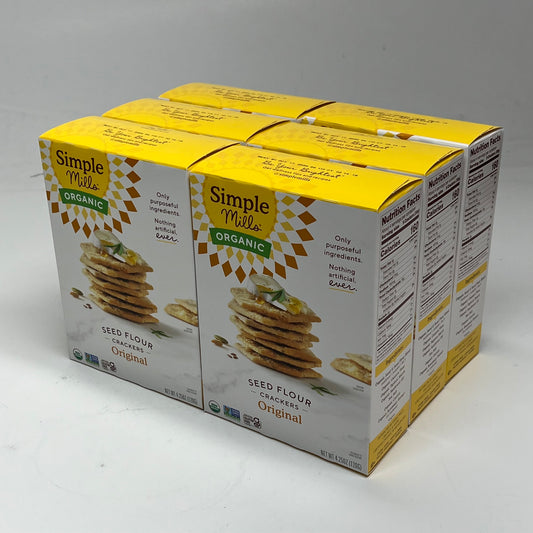 ZA@ SIMPLE MILLS (6 PACK) Organic Seed Flour Crackers Original Flavor 4.2oz BB 10/26