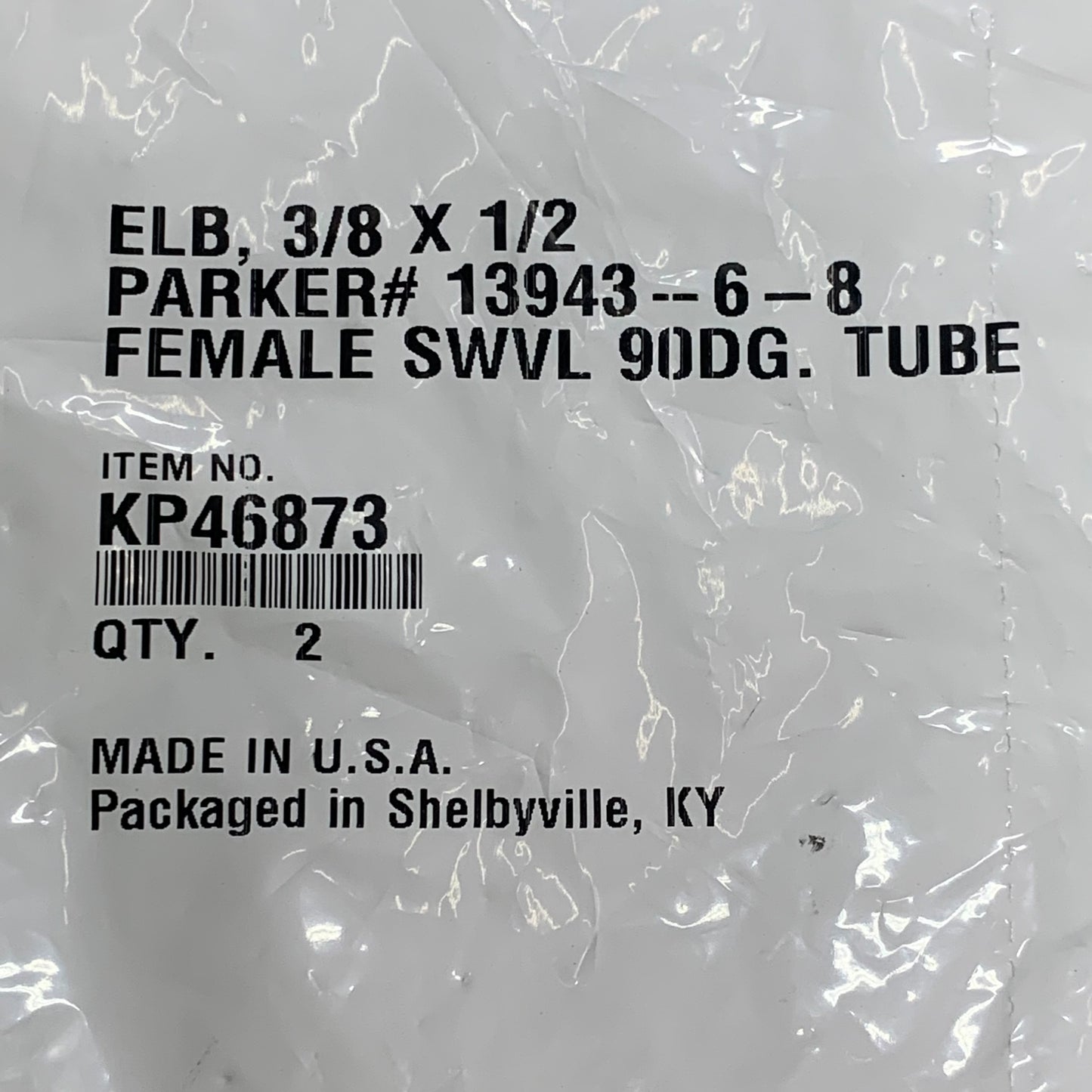 PARKER (2 PACK) Hydraulic Hose Female Swivel Elbow 3/8" x 1/2" Steel KP46873