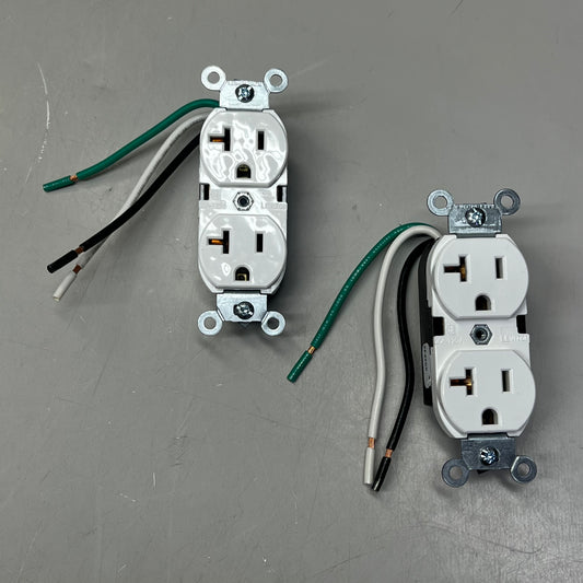 LEVITON (2 PACK) Duplex Receptacle/Outlet Industrial Grade 20 Amp White 5362-LW