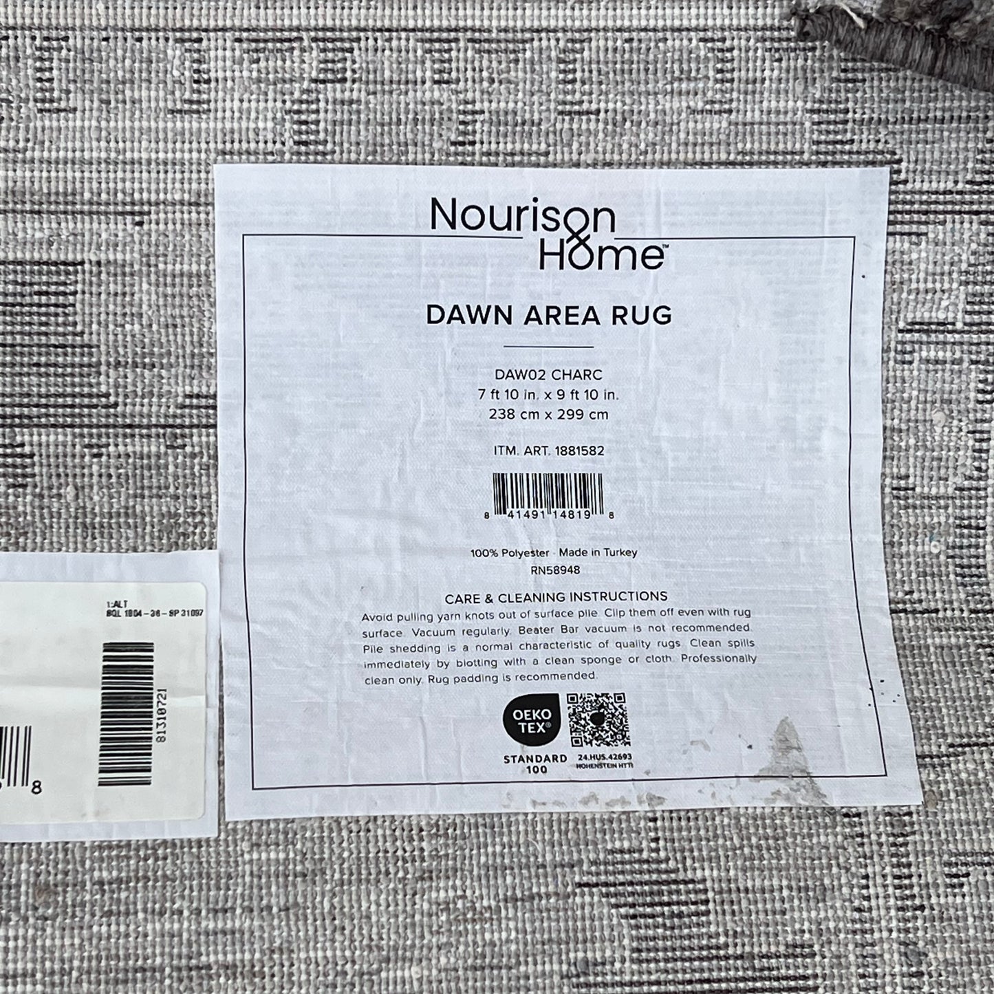 ZA@ NOURISON & HOME Dawn Area Floral Diamond Design  7'x9' Light Grey/Charcoal DAW02 CHARC (Return - Damaged/Dirty Outer Edge)