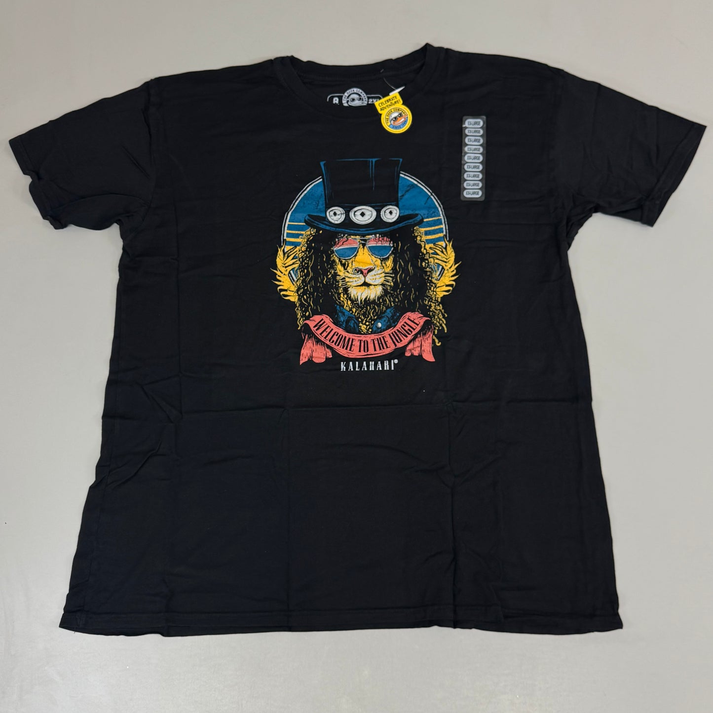 THE DUCK COMPANY Welcome To The Jungle Kalahari T-Shirt Adult XX-Large Black,Blue,Yellow