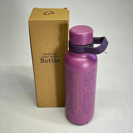 CHRISTIAN ART GIFTS Pray Floral Stainless Steel Water Bottle 24 Fl Oz Purple