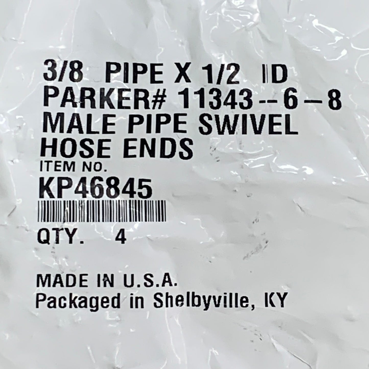 PARKER (4 PACK) Hydraulic Hose Male Pipe Swvl Hose Ends 3/8" x 1/2" Steel KP46845