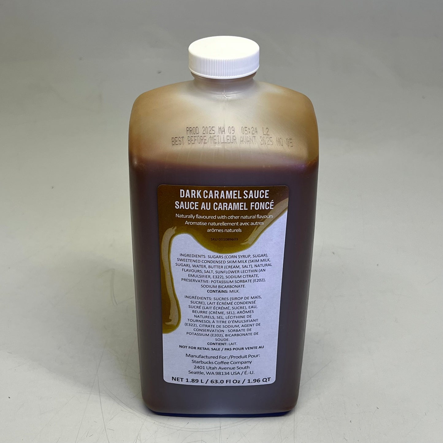 ZA@ STARBUCKS (4 PACK) Dark Caramel Sauce for Beverages 1.89 L BB 11/25 A