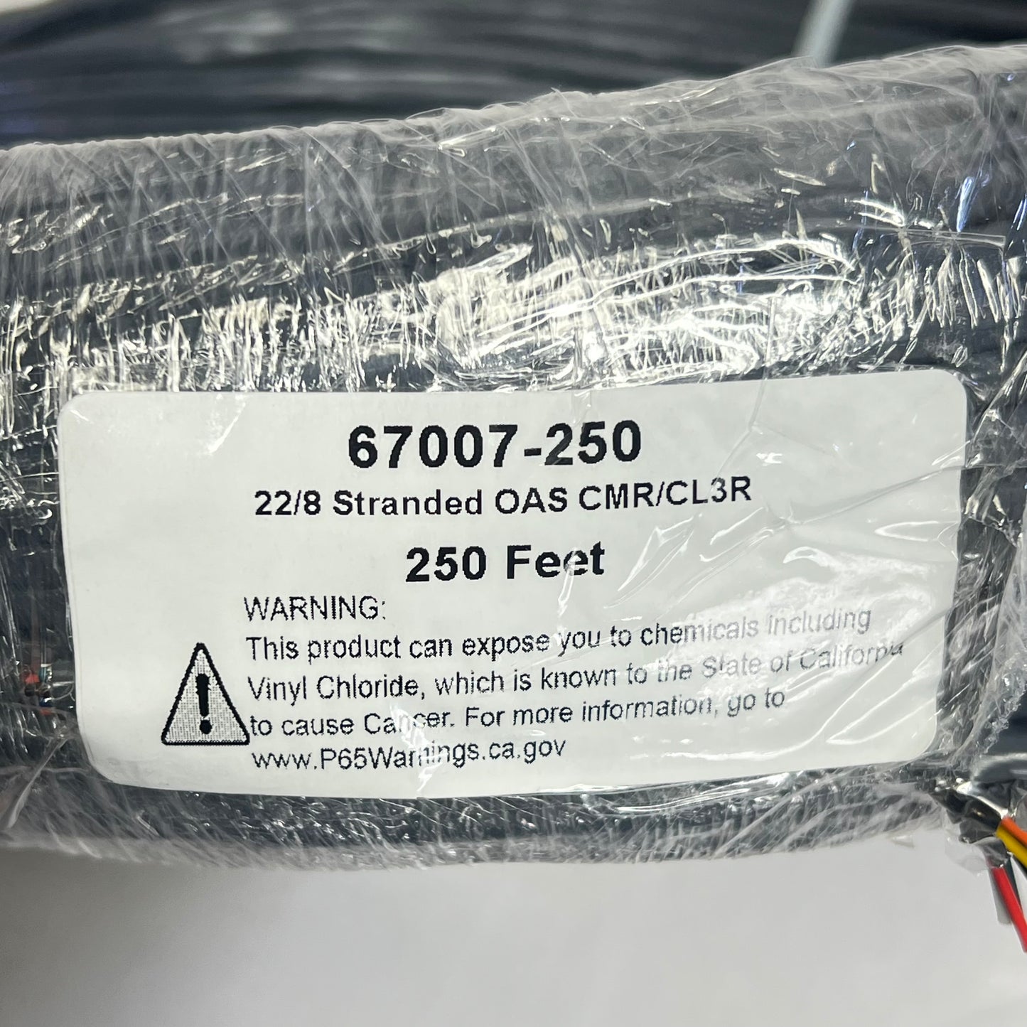 Stranded OAS CMR/CL3R Bare Stranded Copper Conductor 250' 22/8 Grey 67007-250