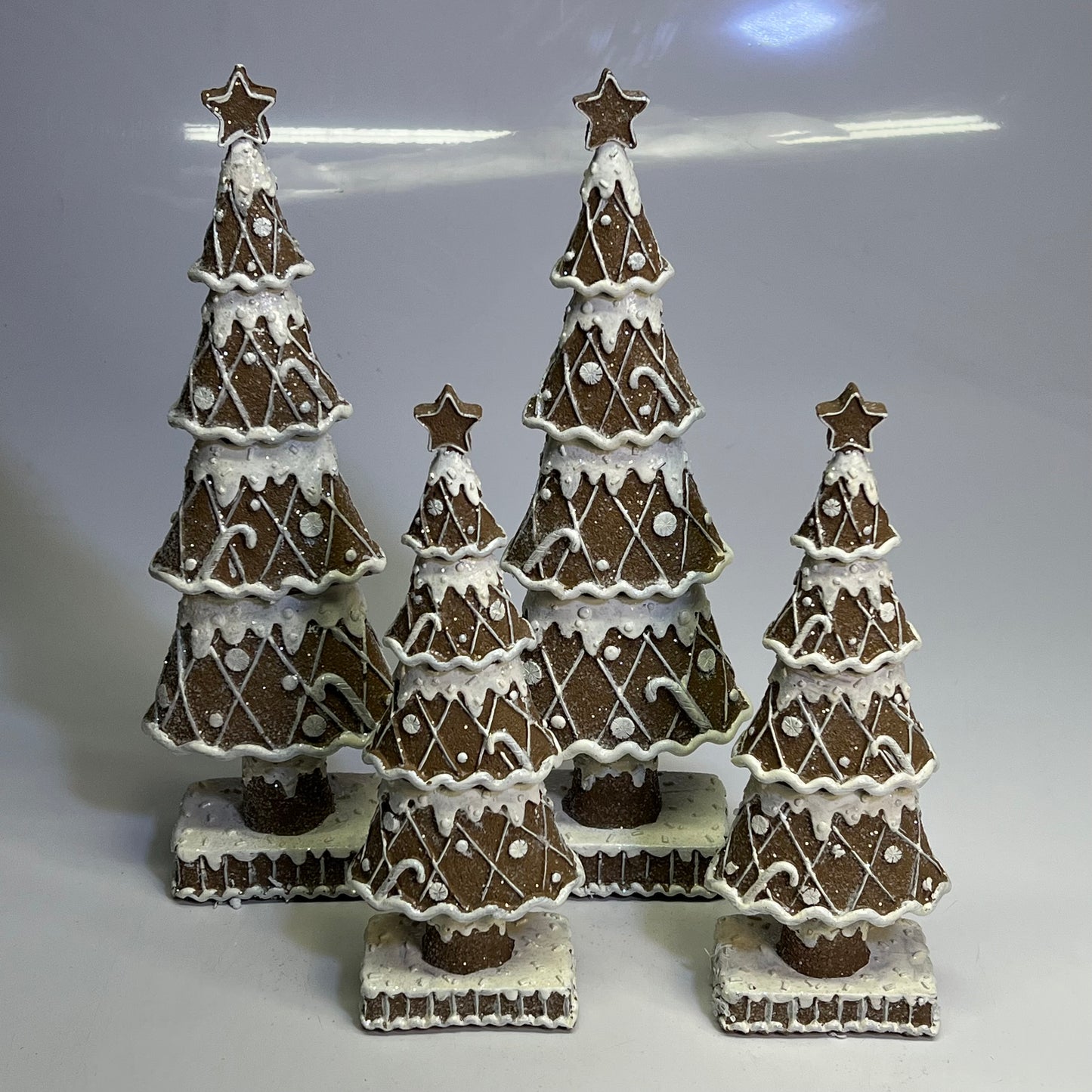 GERSON (SET OF 4) Clay Gingerbread Holiday Christmas Trees 15.76"  2694770