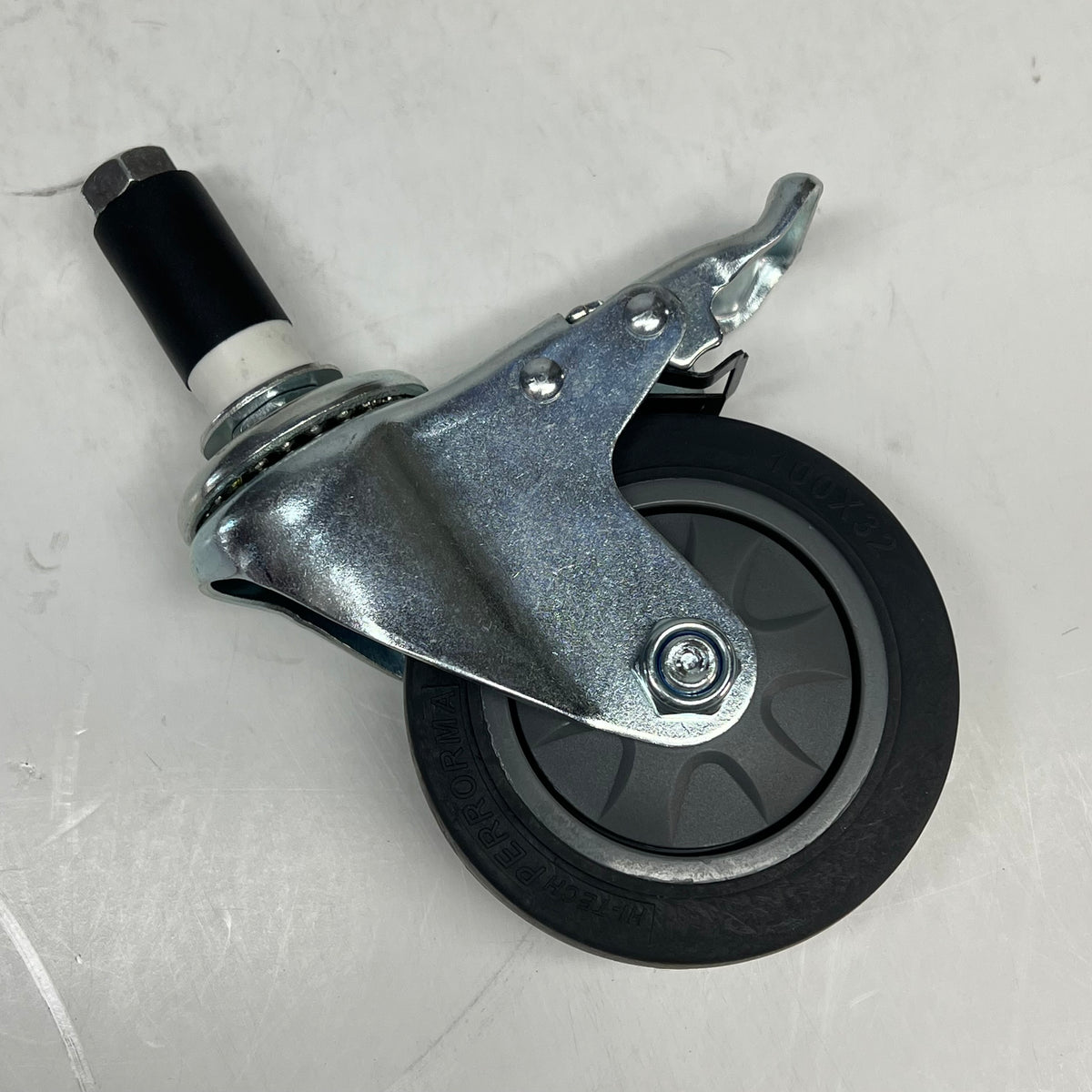 FLEX PIPE (2 PACK) Swivel Stem Caster W/ Brake 4" 250lb Cap Silver/Grey W-4ESB
