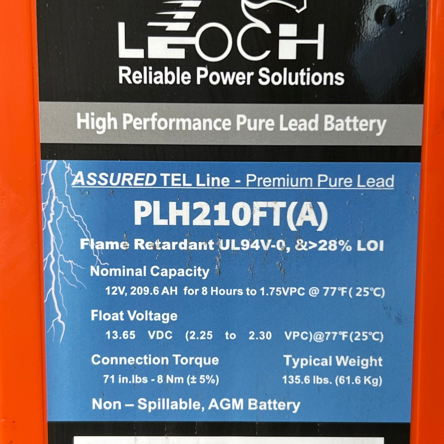 LEOCH Non Spill-able Sealed Batteries 12V 210AH PLH210FT (A)