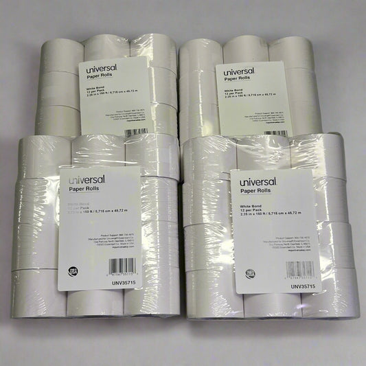 UNIVERSAL (48 Rolls) Paper Rolls 2.25" x 150 ft White UNV35715